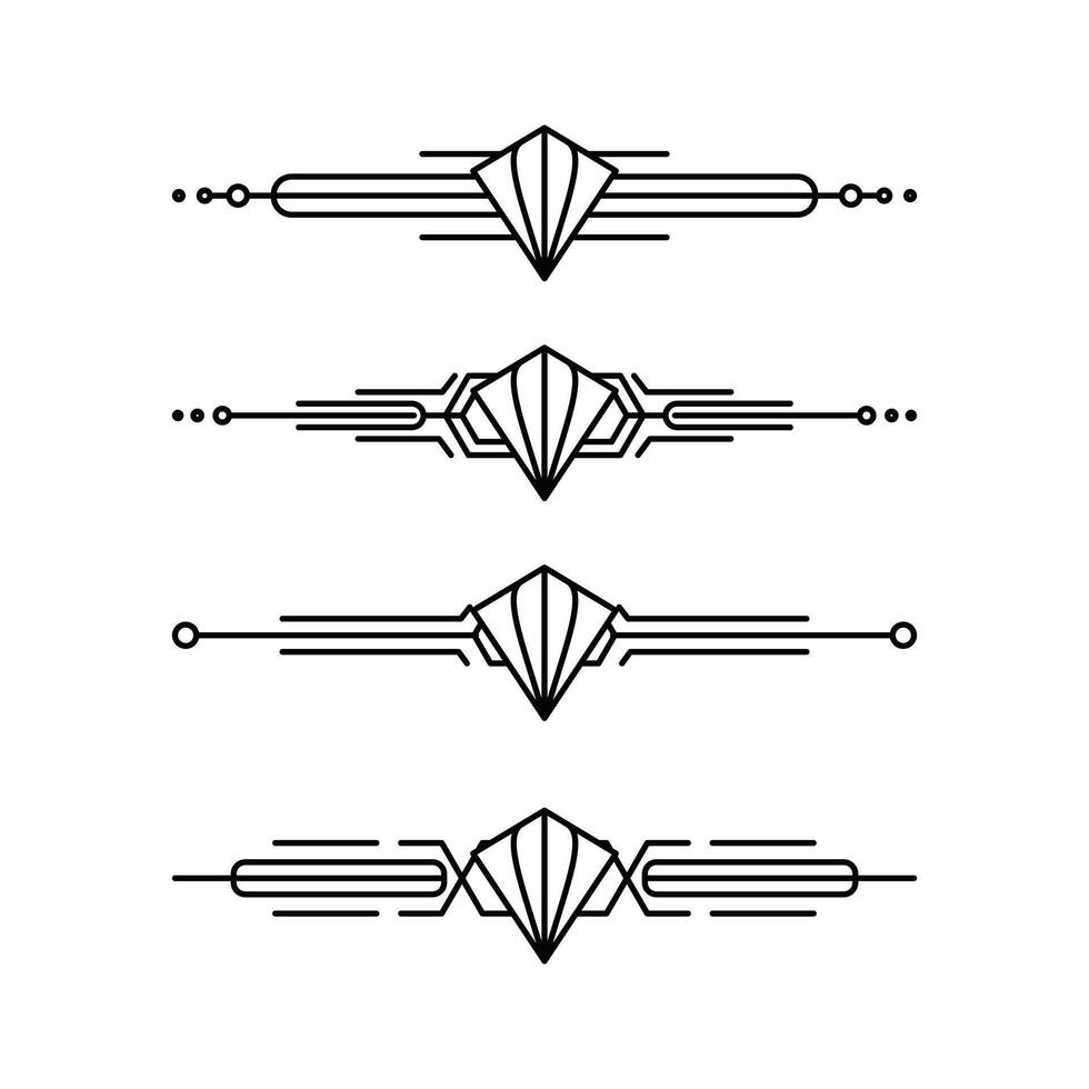 Art deco line border. Modern arabic gold frames, decorative lines borders and geometric golden label frame design elements vector