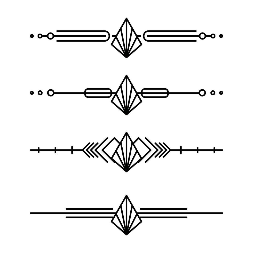 Art deco line border. Modern arabic gold frames, decorative lines borders and geometric golden label frame design elements vector