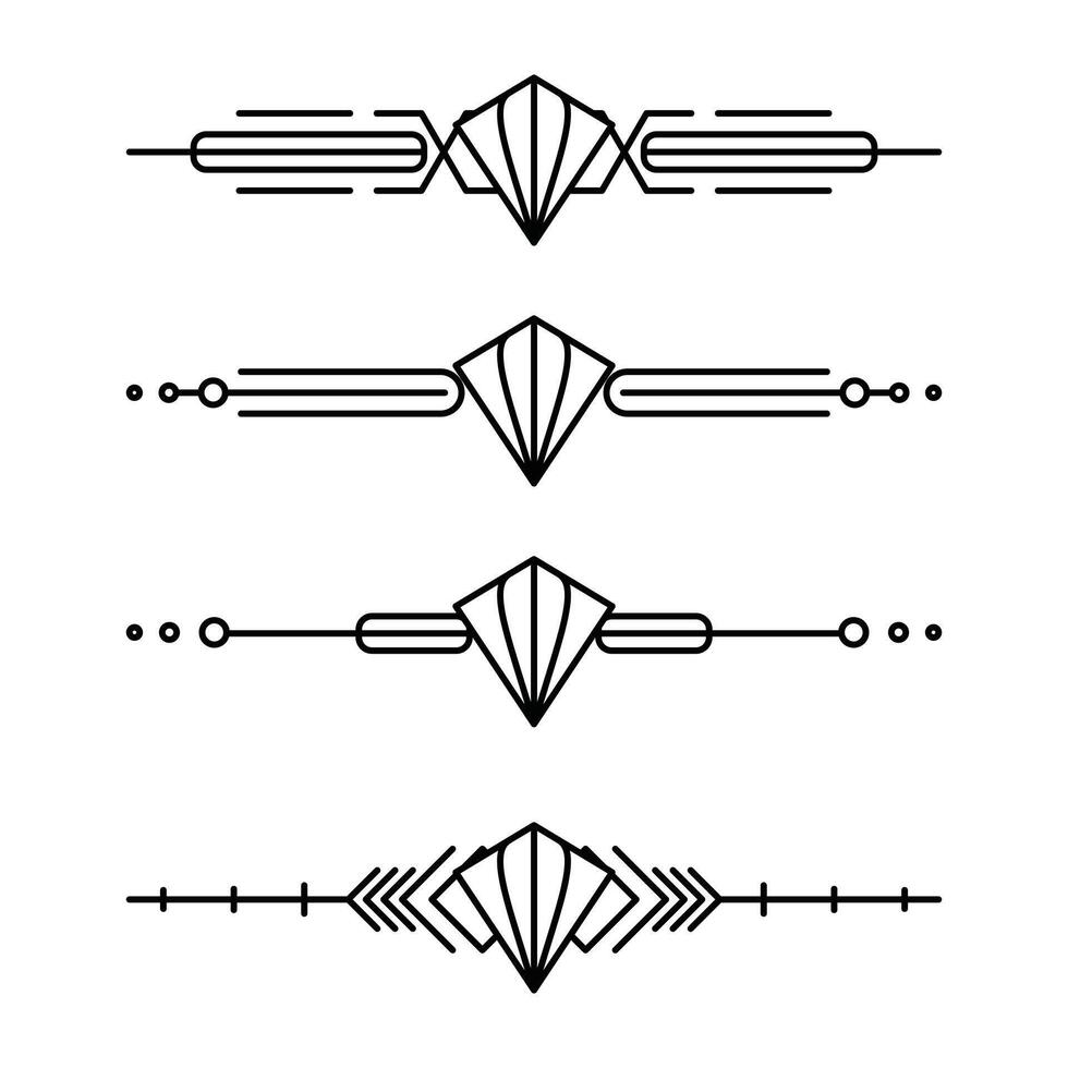 Art deco line border. Modern arabic gold frames, decorative lines borders and geometric golden label frame design elements vector