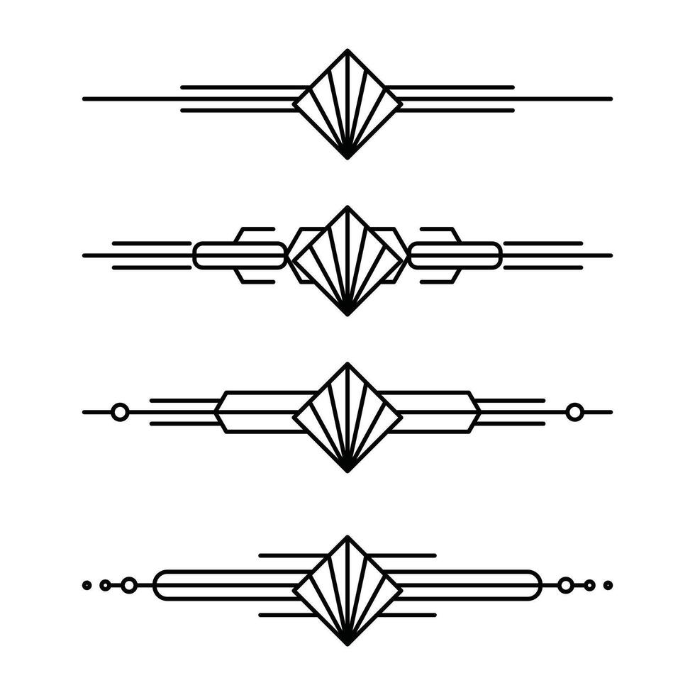 Art deco line border. Modern arabic gold frames, decorative lines borders and geometric golden label frame design elements vector