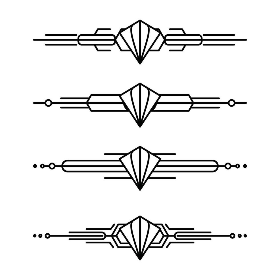 Art deco line border. Modern arabic gold frames, decorative lines borders and geometric golden label frame design elements vector
