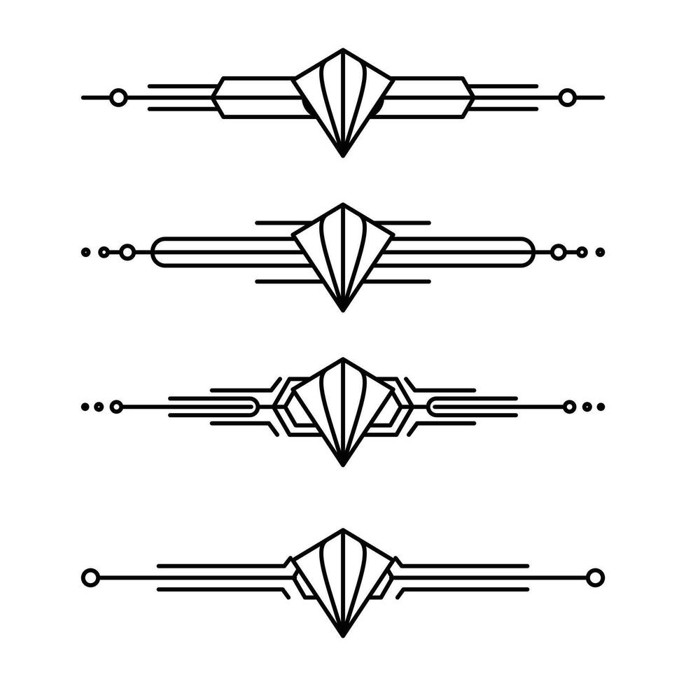 Art deco line border. Modern arabic gold frames, decorative lines borders and geometric golden label frame design elements vector