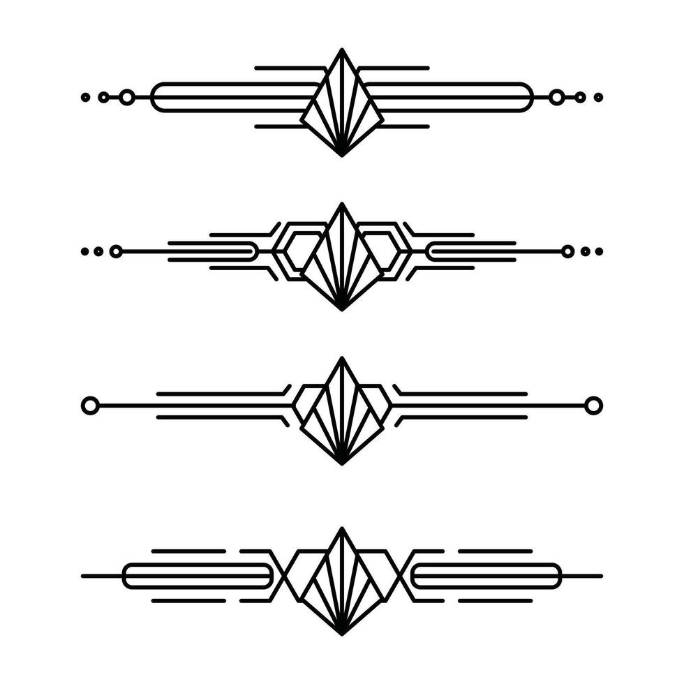 Art deco line border. Modern arabic gold frames, decorative lines borders and geometric golden label frame design elements vector