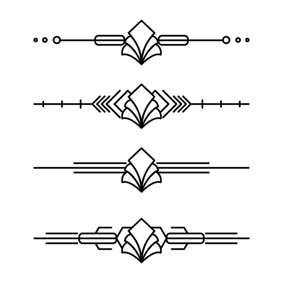 Art deco line border. Modern arabic gold frames, decorative lines borders and geometric golden label frame design elements vector