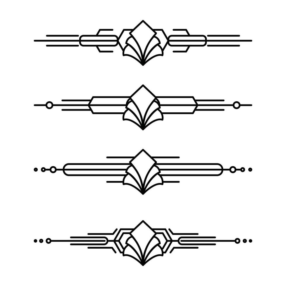 Art deco line border. Modern arabic gold frames, decorative lines borders and geometric golden label frame design elements vector
