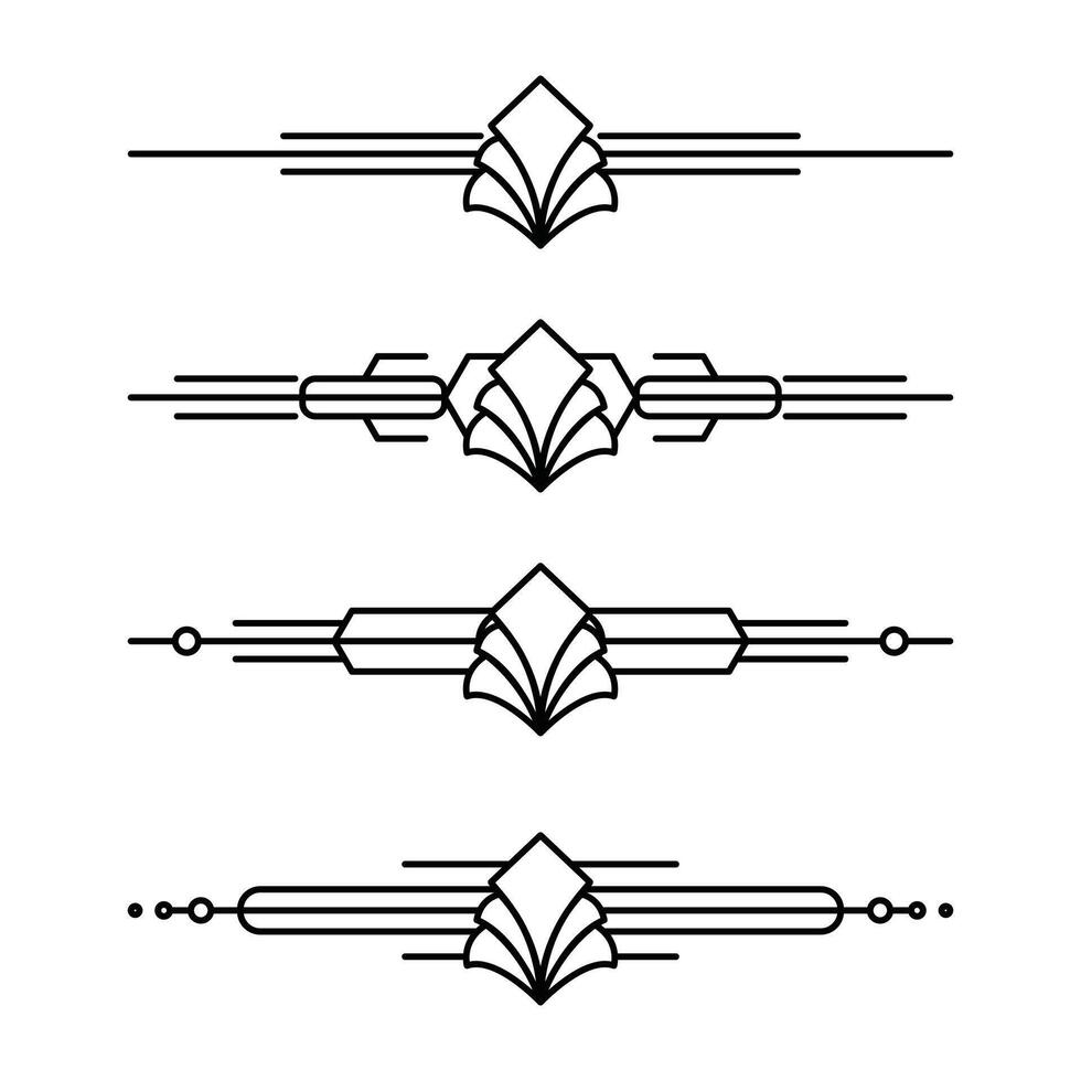 Arte deco línea borde. moderno Arábica oro marcos, decorativo líneas fronteras y geométrico dorado etiqueta marco diseño elementos vector
