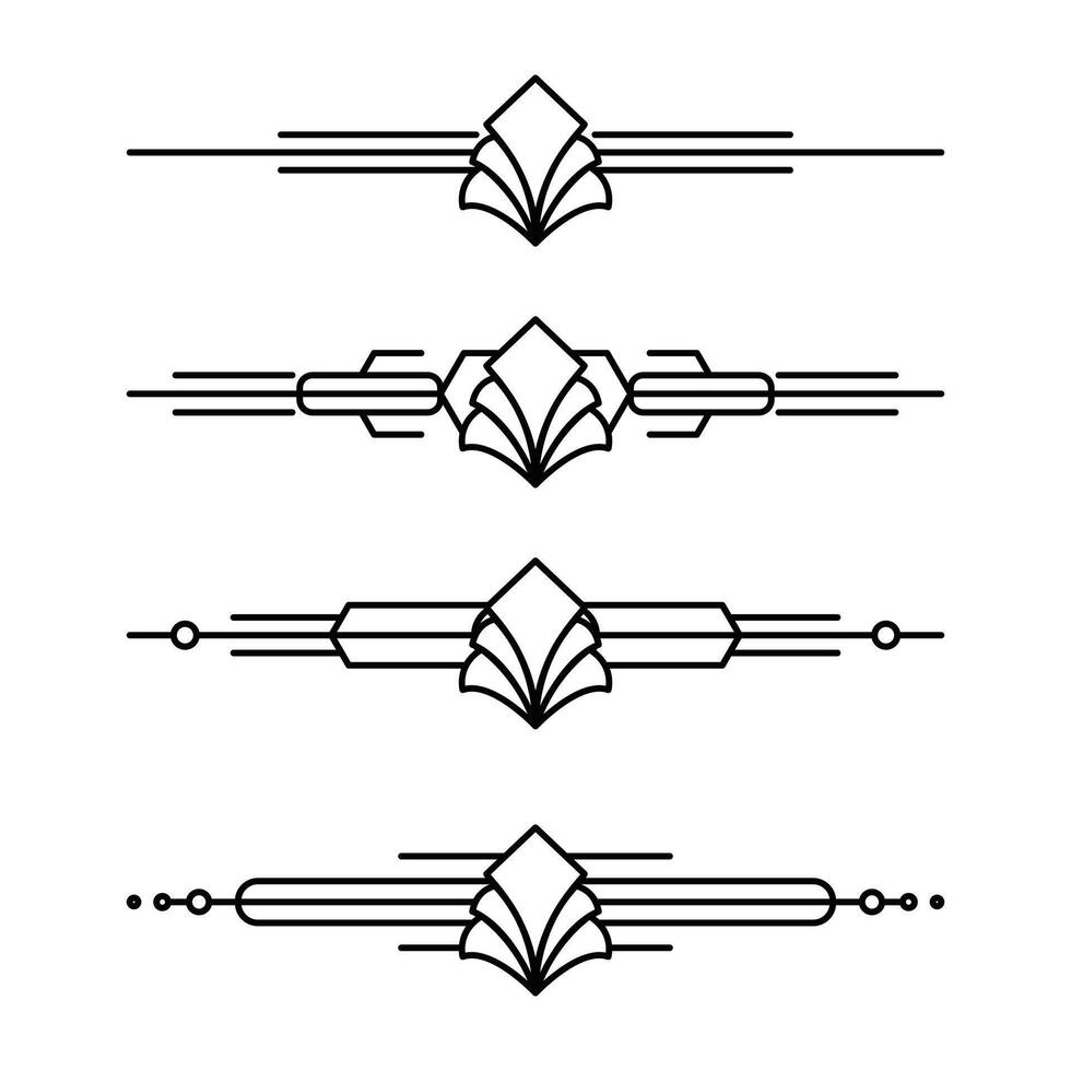 Art deco line border. Modern arabic gold frames, decorative lines borders and geometric golden label frame design elements vector