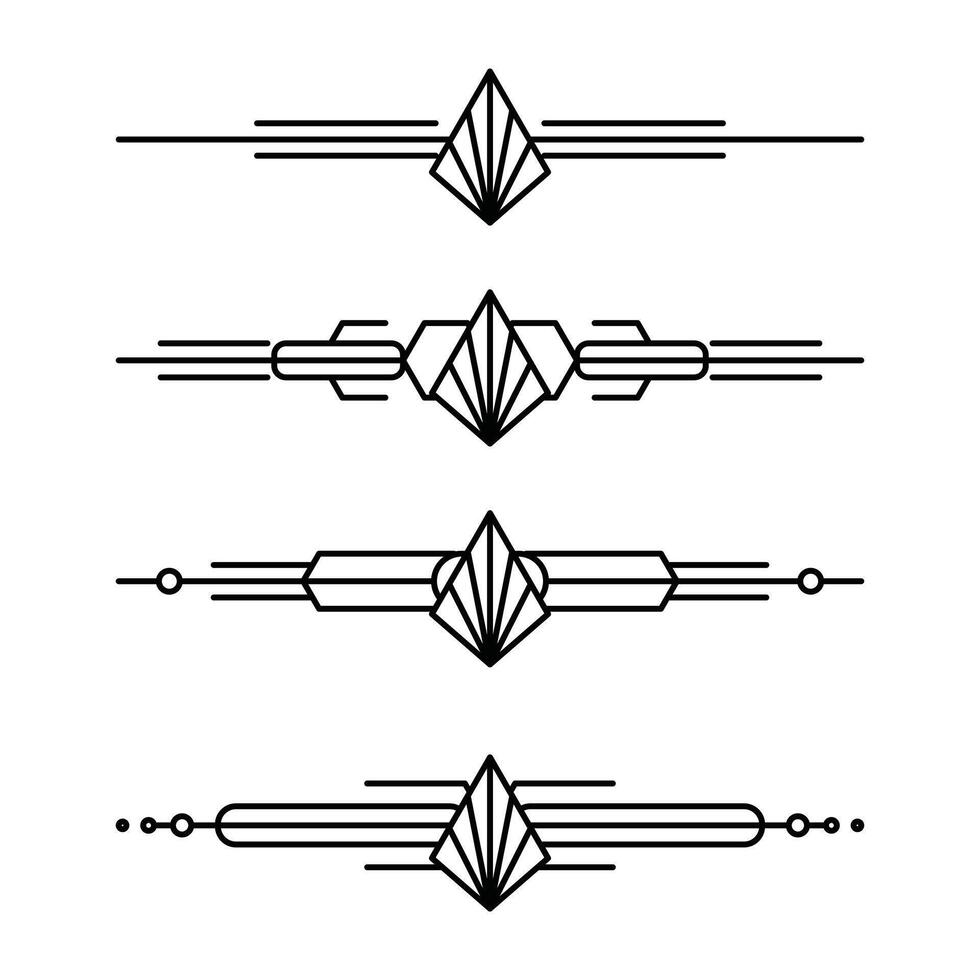 Art deco line border. Modern arabic gold frames, decorative lines borders and geometric golden label frame design elements vector
