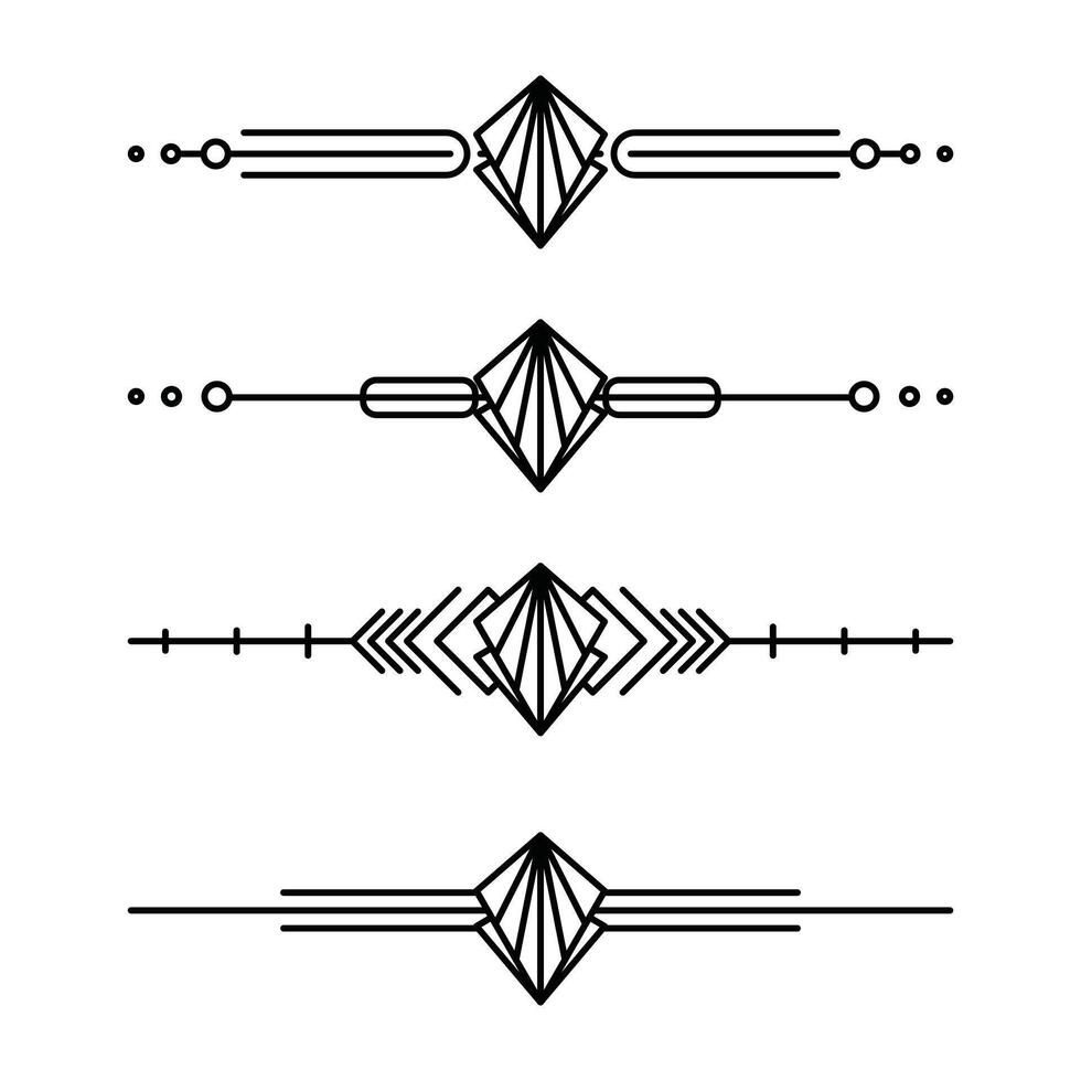 Art deco line border. Modern arabic gold frames, decorative lines borders and geometric golden label frame design elements vector