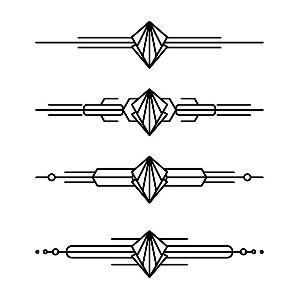Art deco line border. Modern arabic gold frames, decorative lines borders and geometric golden label frame design elements vector