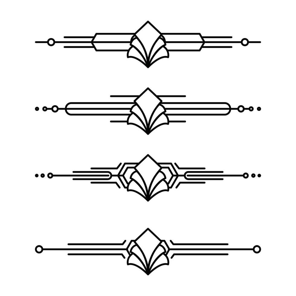 Art deco line border. Modern arabic gold frames, decorative lines borders and geometric golden label frame design elements vector