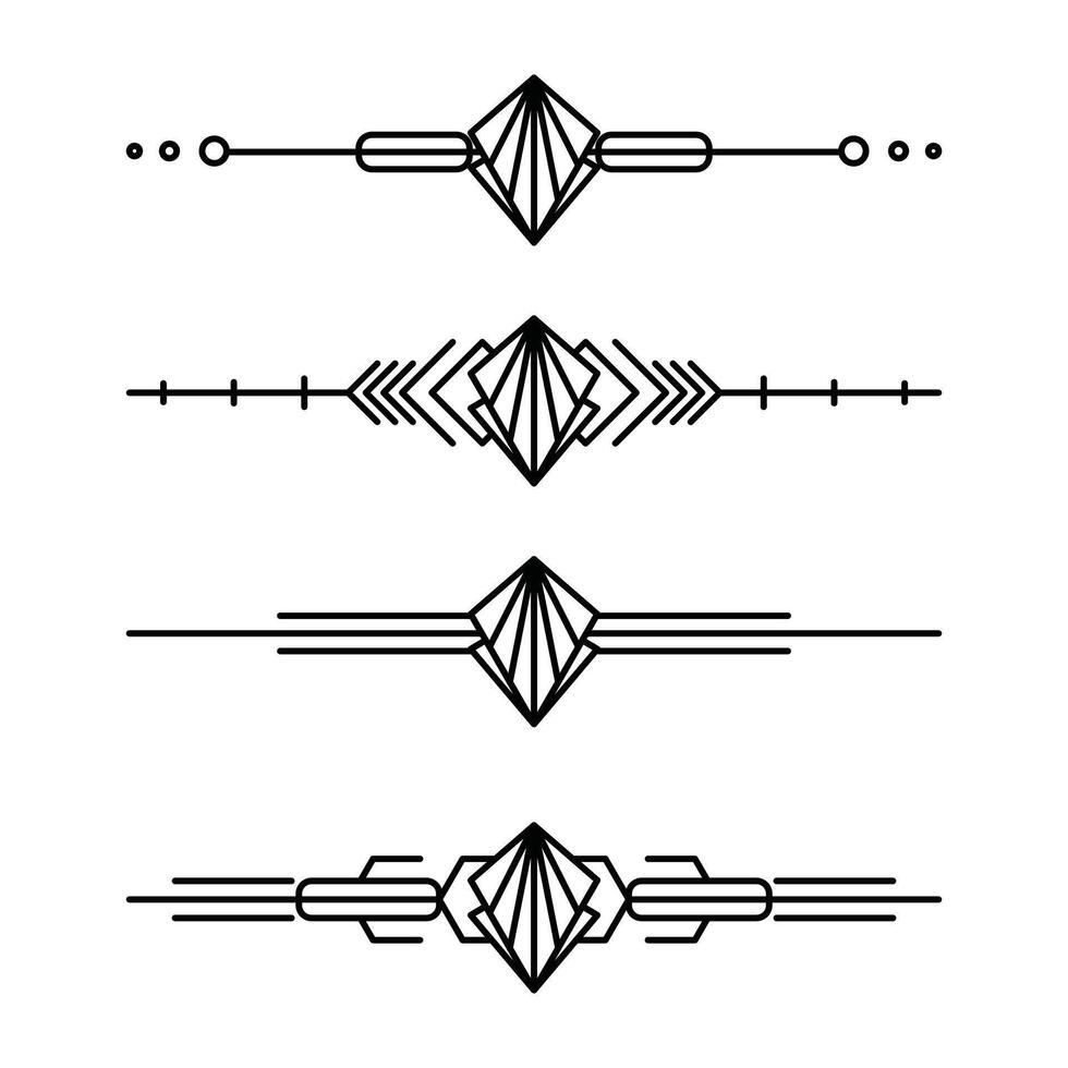 Art deco line border. Modern arabic gold frames, decorative lines borders and geometric golden label frame design elements vector
