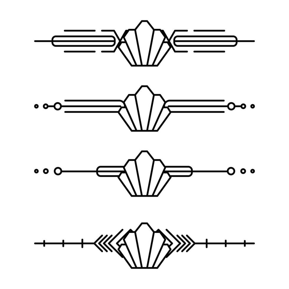 Art deco line border. Modern arabic gold frames, decorative lines borders and geometric golden label frame design elements vector