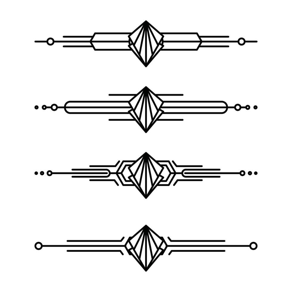 Art deco line border. Modern arabic gold frames, decorative lines borders and geometric golden label frame design elements vector