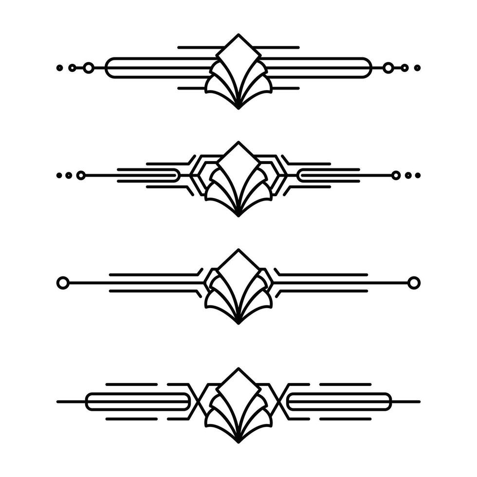 Art deco line border. Modern arabic gold frames, decorative lines borders and geometric golden label frame design elements vector