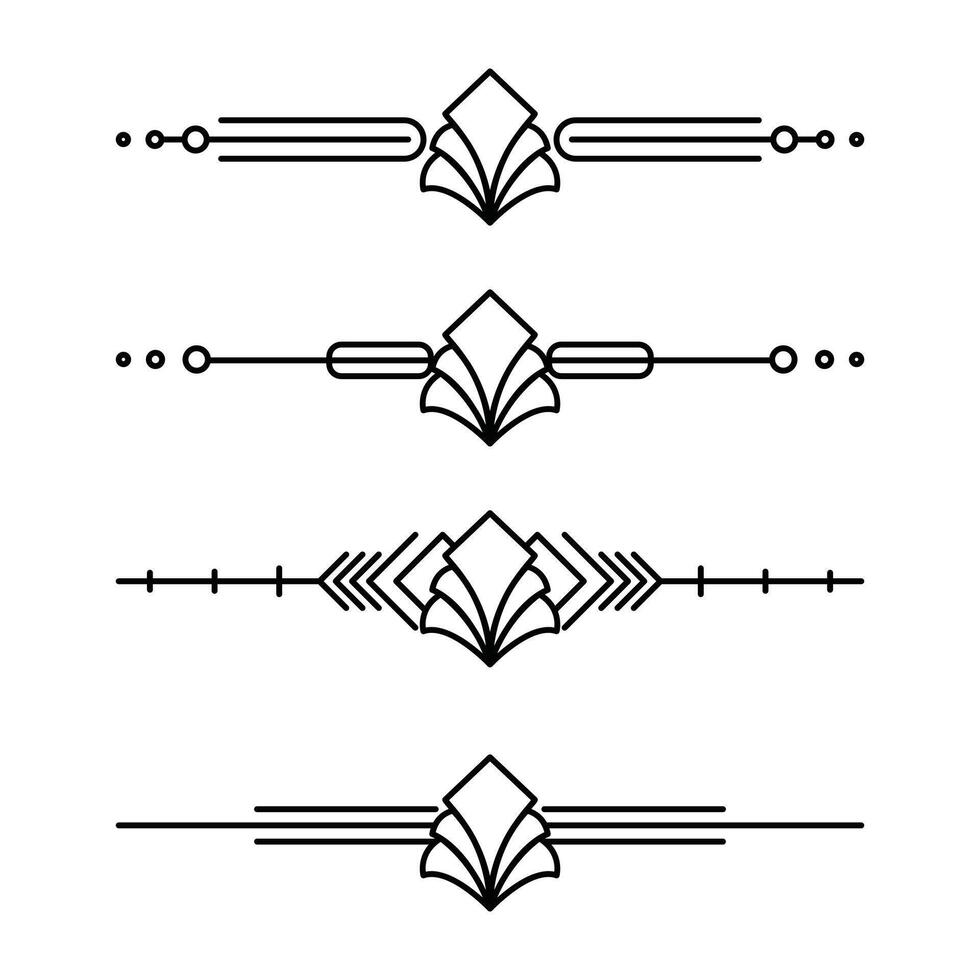 Art deco line border. Modern arabic gold frames, decorative lines borders and geometric golden label frame design elements vector