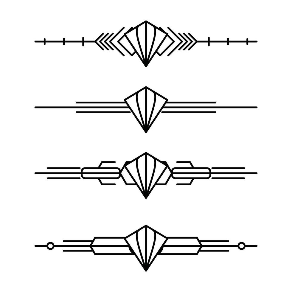 Art deco line border. Modern arabic gold frames, decorative lines borders and geometric golden label frame design elements vector
