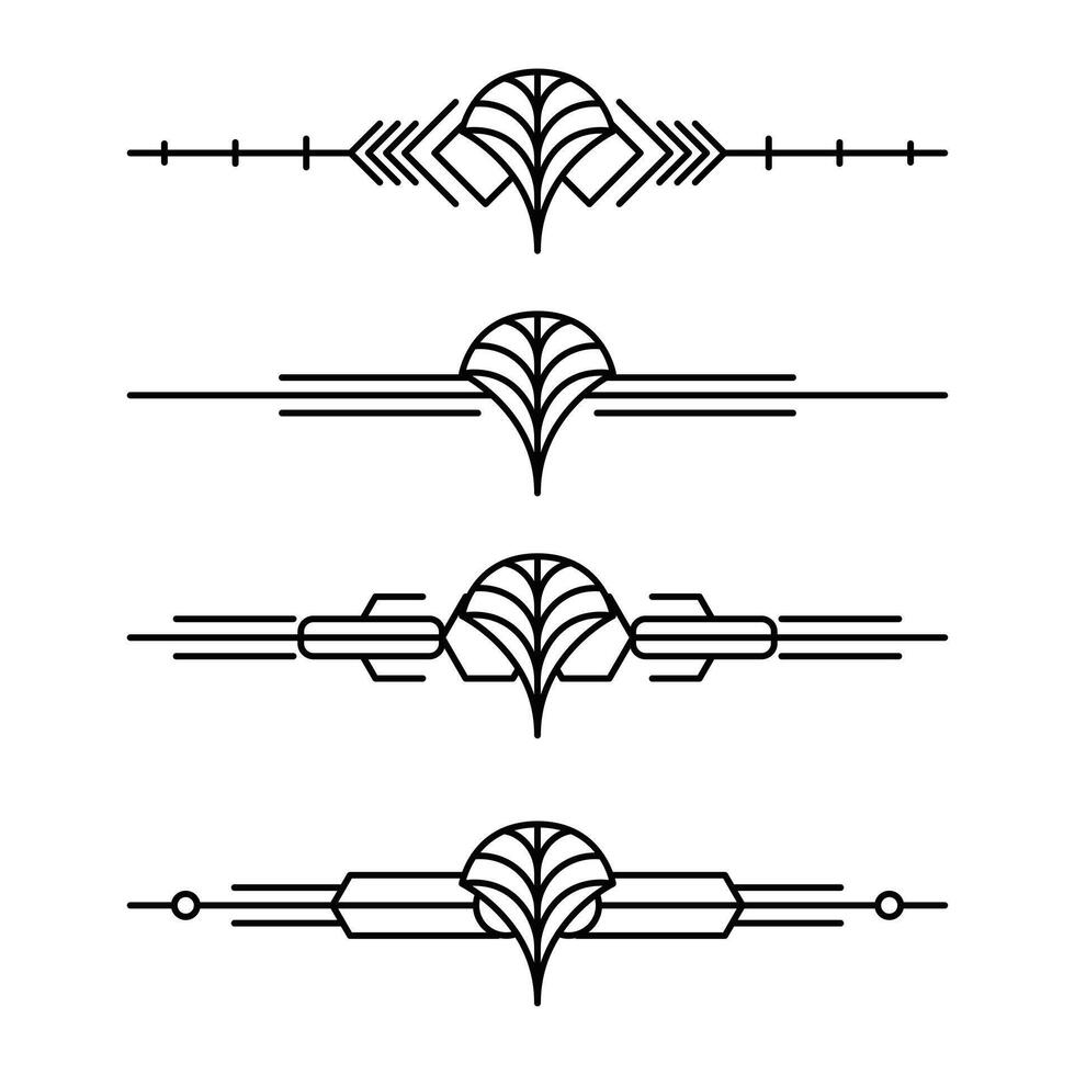 Art deco line border. Modern arabic gold frames, decorative lines borders and geometric golden label frame design elements vector