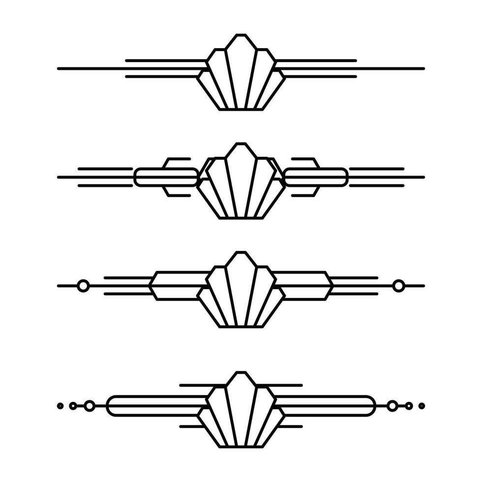 Art deco line border. Modern arabic gold frames, decorative lines borders and geometric golden label frame design elements vector