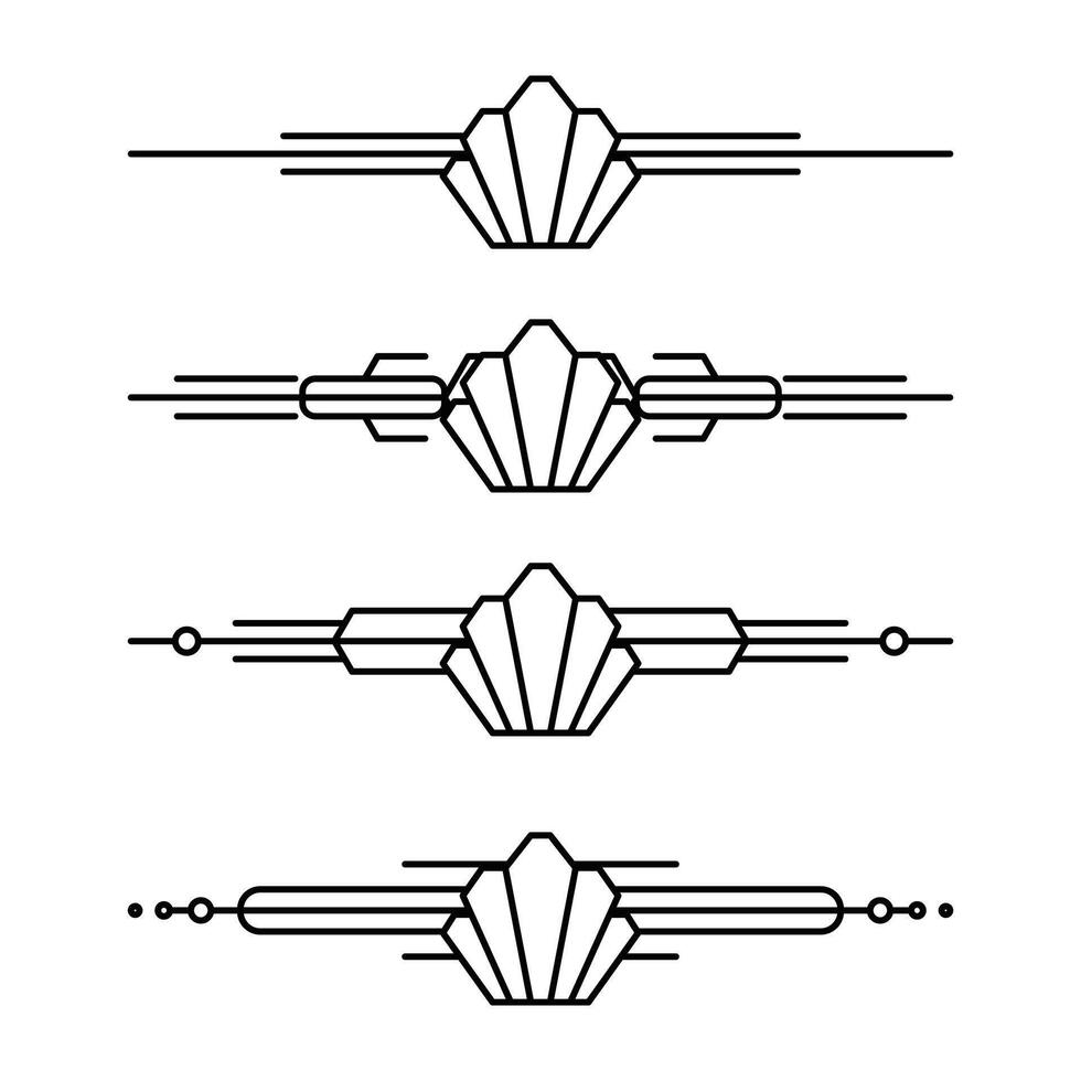 Art deco line border. Modern arabic gold frames, decorative lines borders and geometric golden label frame design elements vector