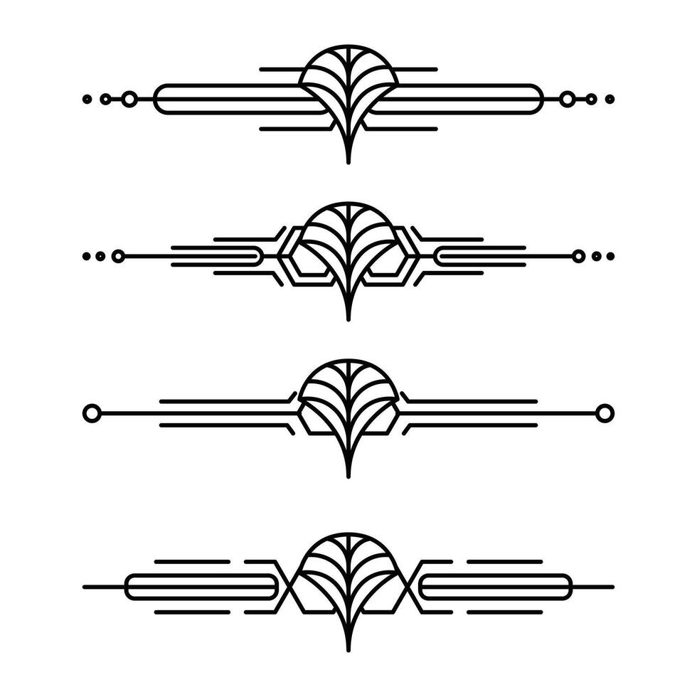 Art deco line border. Modern arabic gold frames, decorative lines borders and geometric golden label frame design elements vector