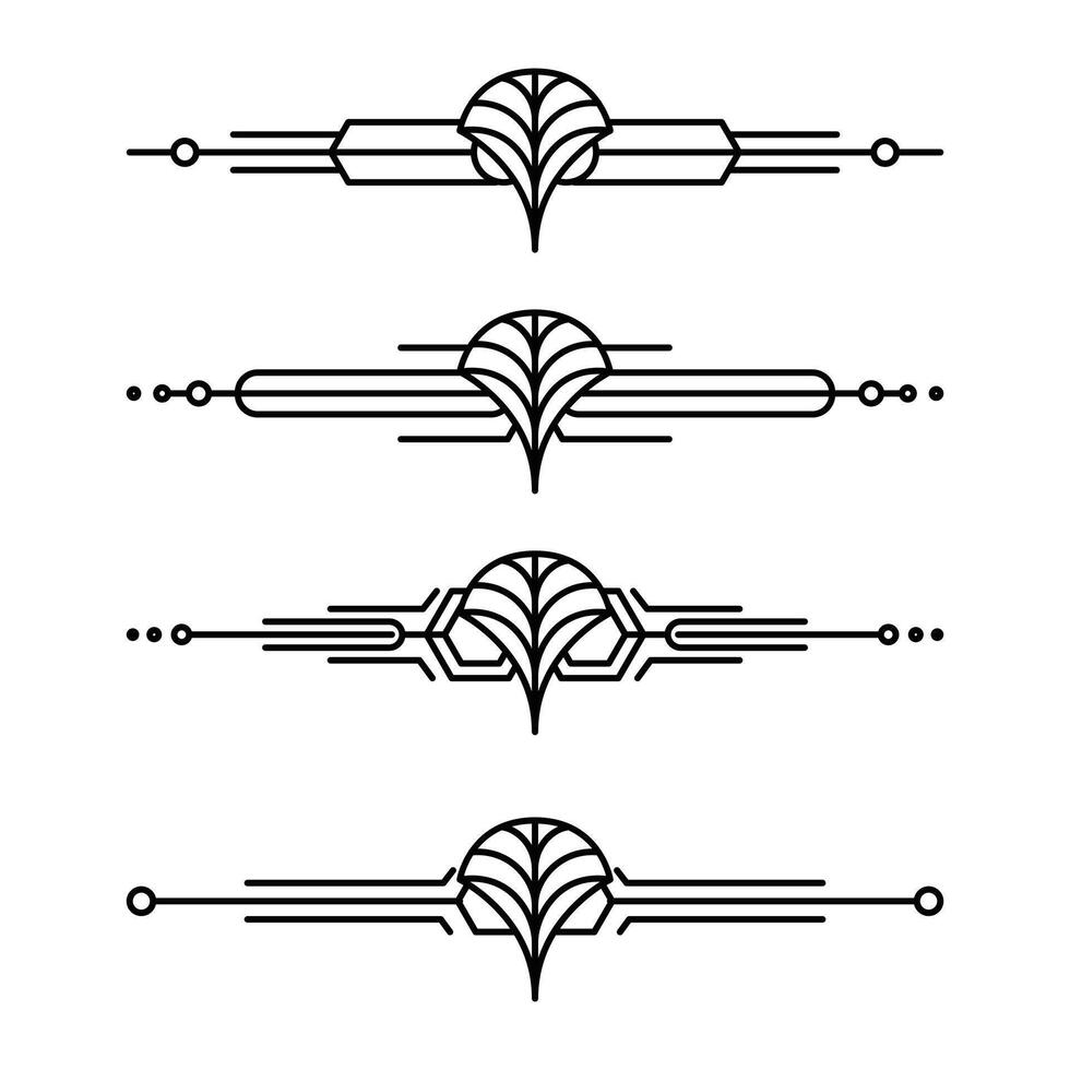 Art deco line border. Modern arabic gold frames, decorative lines borders and geometric golden label frame design elements vector