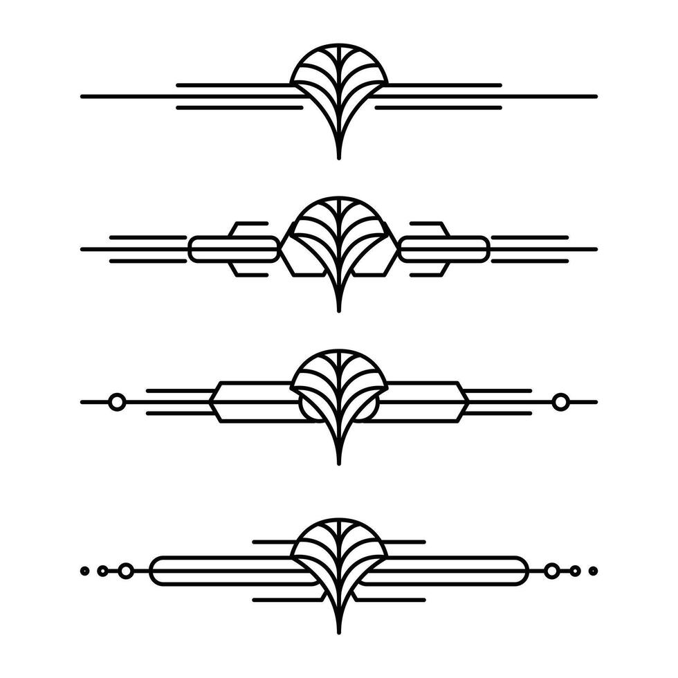 Art deco line border. Modern arabic gold frames, decorative lines borders and geometric golden label frame design elements vector