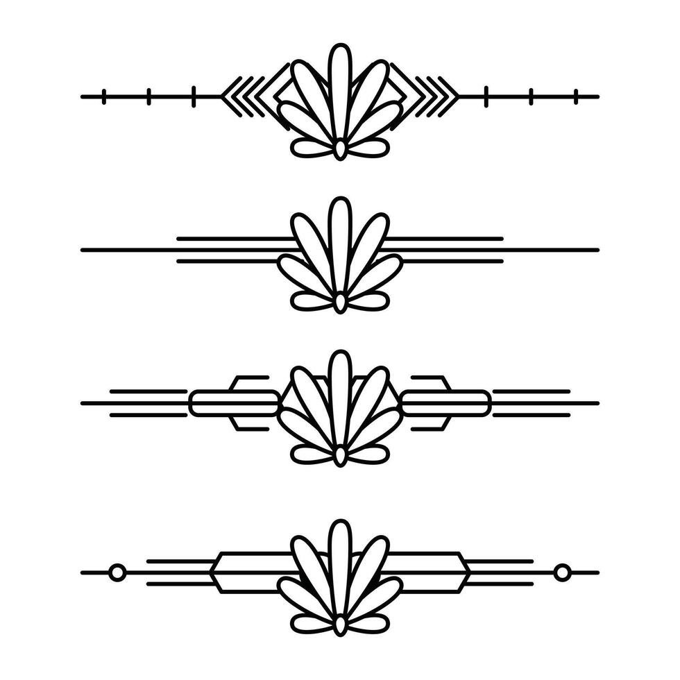 Art deco line border. Modern arabic gold frames, decorative lines borders and geometric golden label frame design elements vector