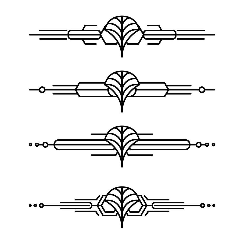 Art deco line border. Modern arabic gold frames, decorative lines borders and geometric golden label frame design elements vector