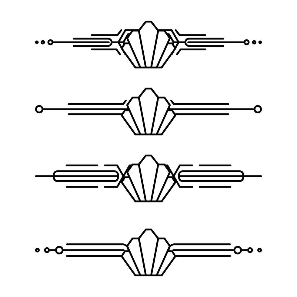 Art deco line border. Modern arabic gold frames, decorative lines borders and geometric golden label frame design elements vector