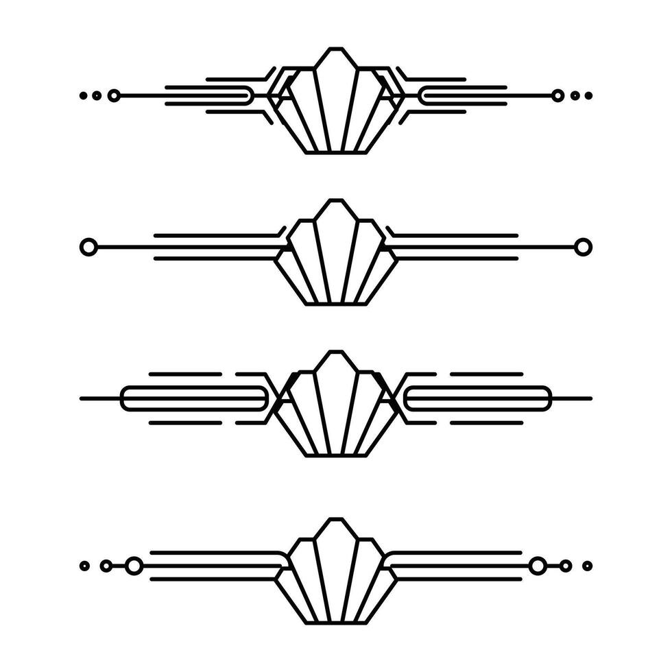 Art deco line border. Modern arabic gold frames, decorative lines borders and geometric golden label frame design elements vector