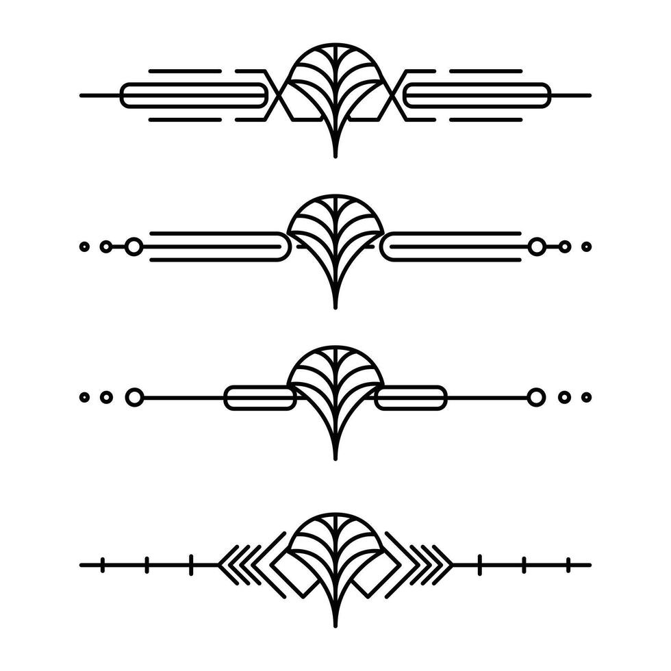 Art deco line border. Modern arabic gold frames, decorative lines borders and geometric golden label frame design elements vector