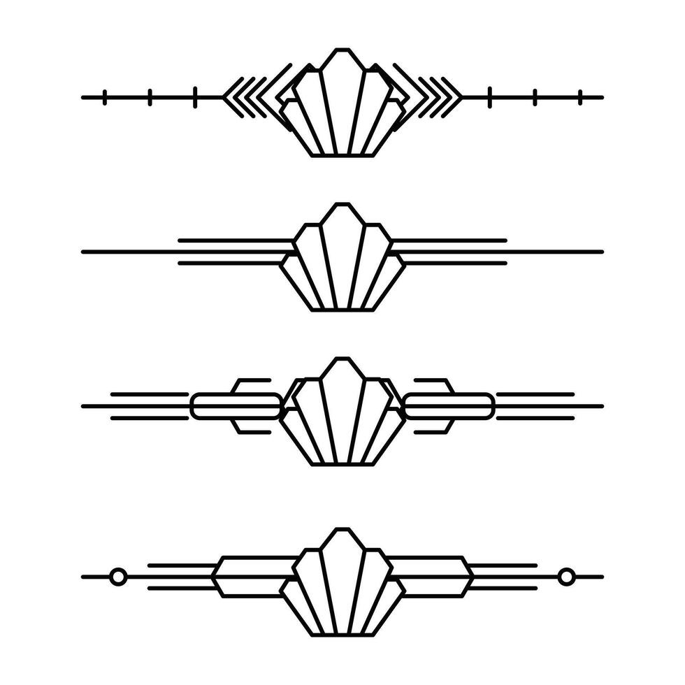 Art deco line border. Modern arabic gold frames, decorative lines borders and geometric golden label frame design elements vector