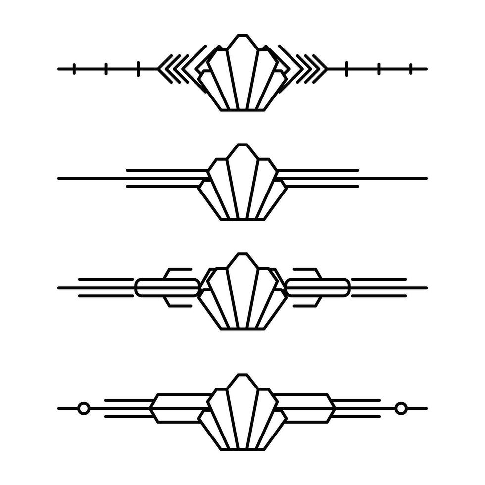 Art deco line border. Modern arabic gold frames, decorative lines borders and geometric golden label frame design elements vector