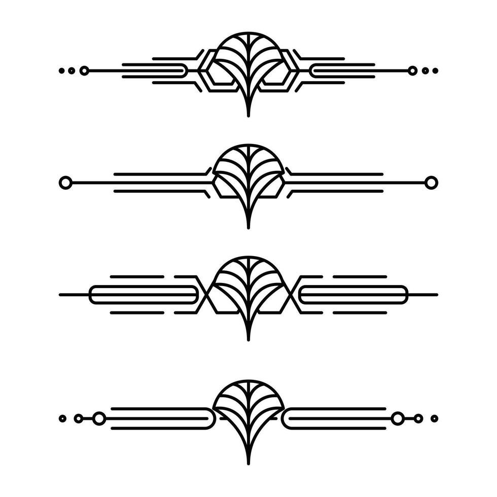 Art deco line border. Modern arabic gold frames, decorative lines borders and geometric golden label frame design elements vector