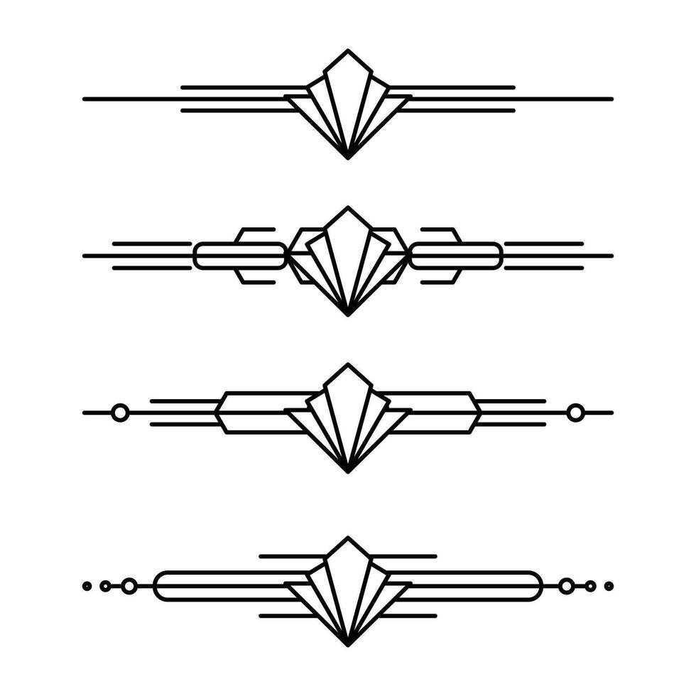Art deco line border. Modern arabic gold frames, decorative lines borders and geometric golden label frame design elements vector