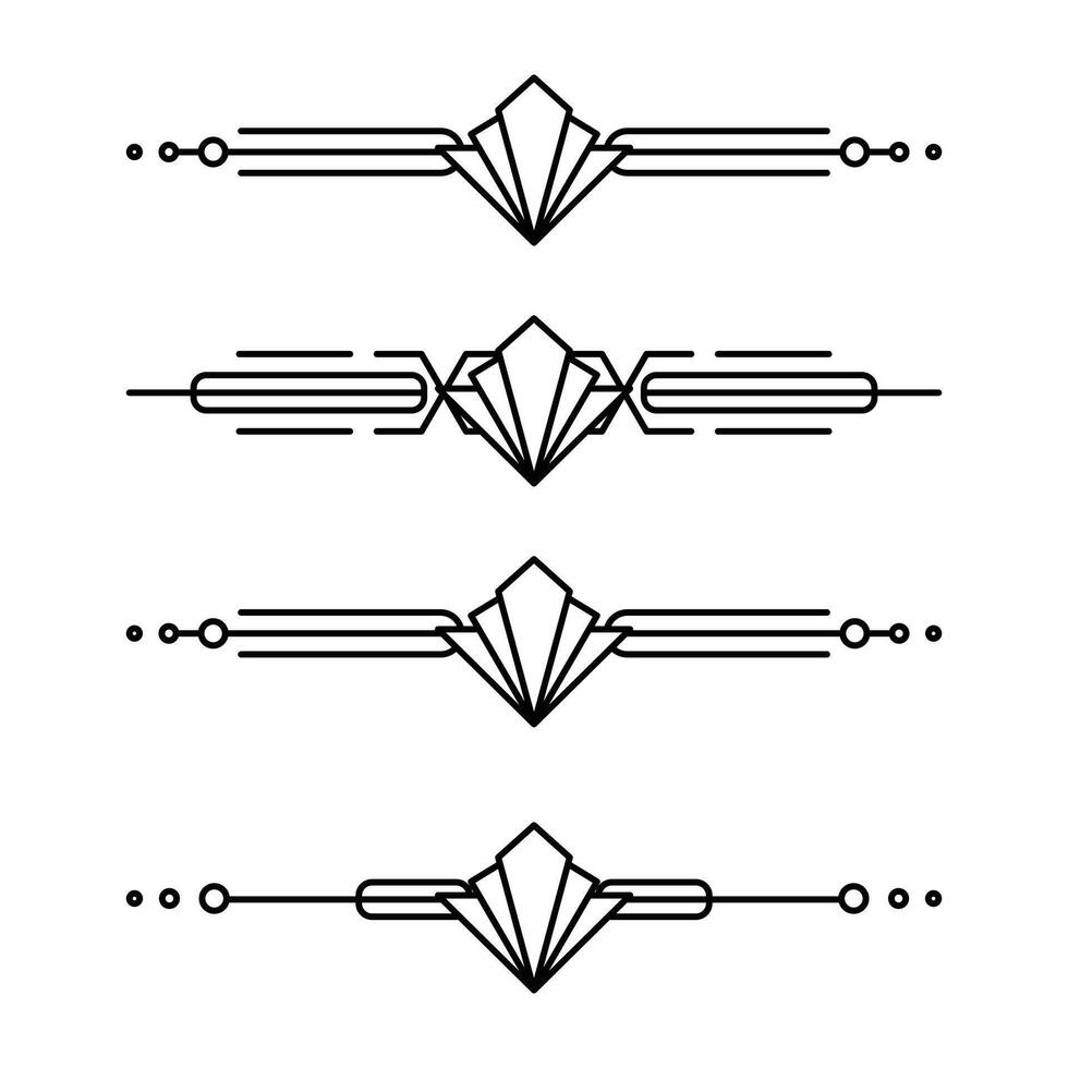 Art deco line border. Modern arabic gold frames, decorative lines borders and geometric golden label frame design elements vector
