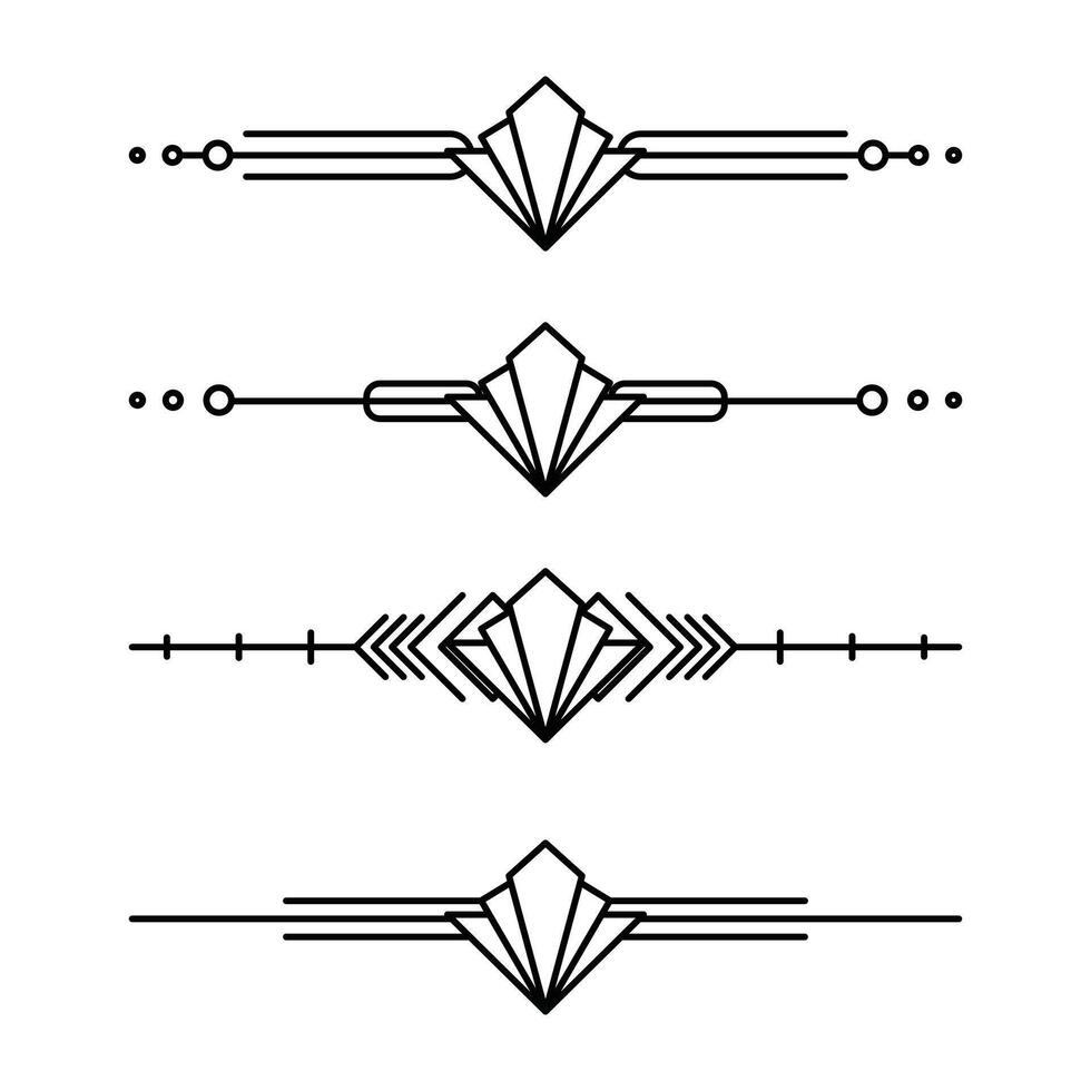 Art deco line border. Modern arabic gold frames, decorative lines borders and geometric golden label frame design elements vector