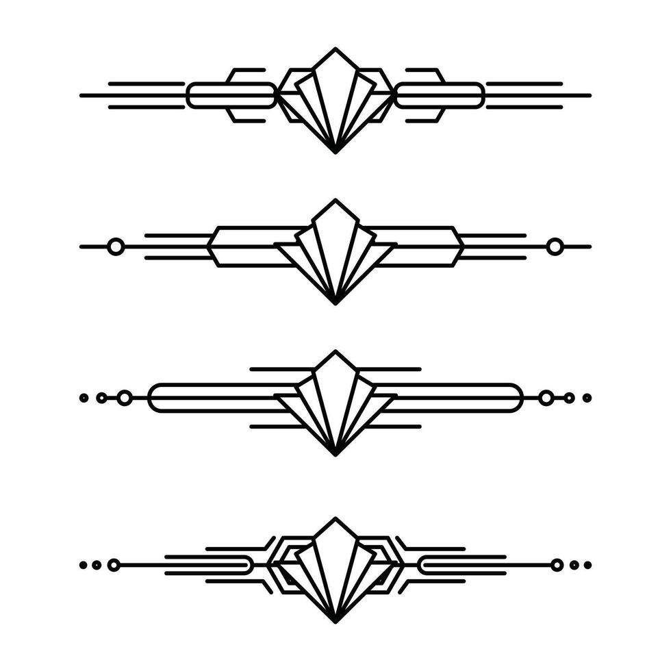 Art deco line border. Modern arabic gold frames, decorative lines borders and geometric golden label frame design elements vector