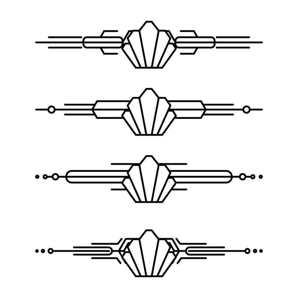 Art deco line border. Modern arabic gold frames, decorative lines borders and geometric golden label frame design elements vector