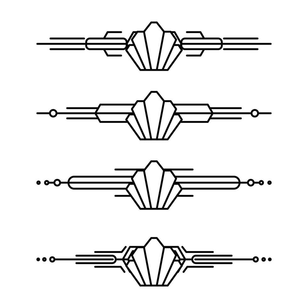 Art deco line border. Modern arabic gold frames, decorative lines borders and geometric golden label frame design elements vector