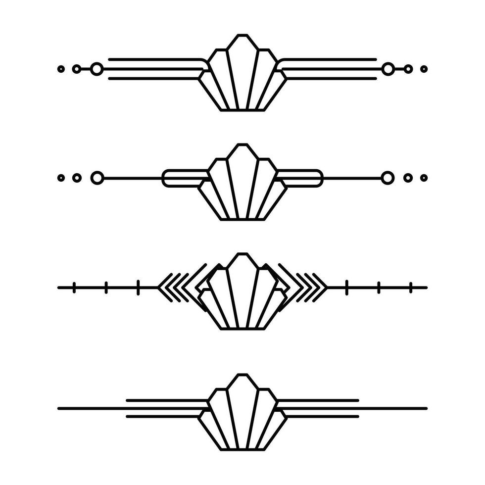 Art deco line border. Modern arabic gold frames, decorative lines borders and geometric golden label frame design elements vector
