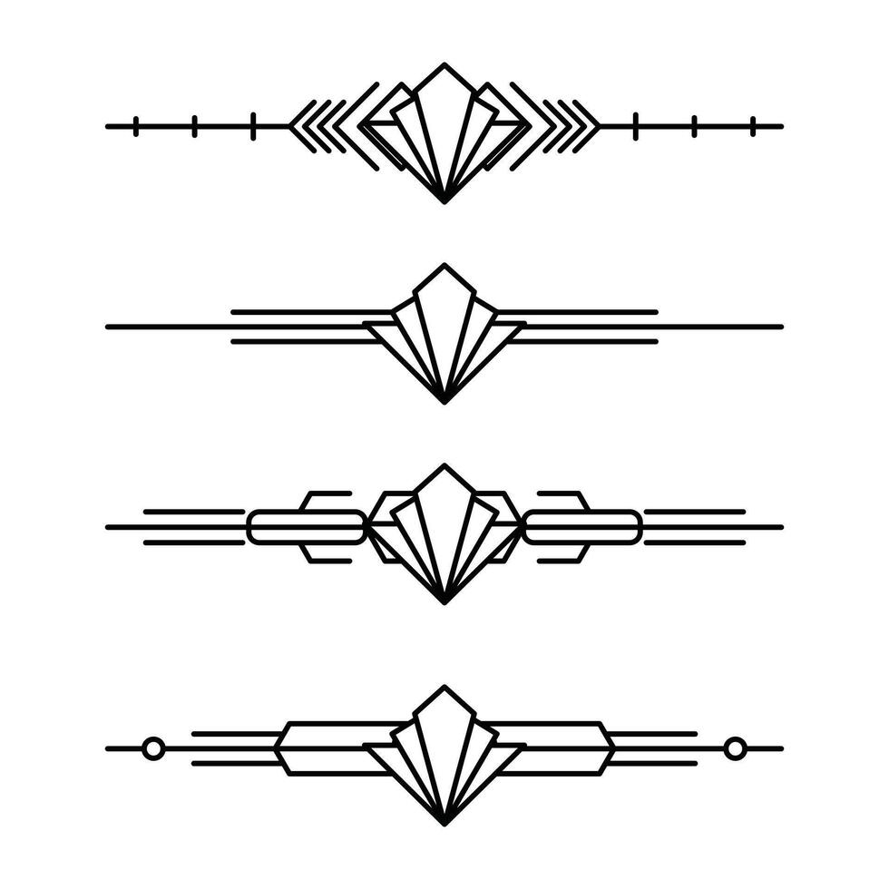 Art deco line border. Modern arabic gold frames, decorative lines borders and geometric golden label frame design elements vector