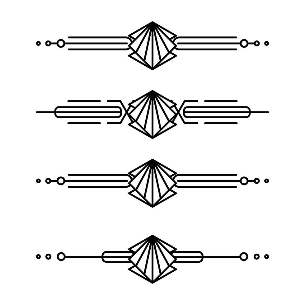 Art deco line border. Modern arabic gold frames, decorative lines borders and geometric golden label frame design elements vector