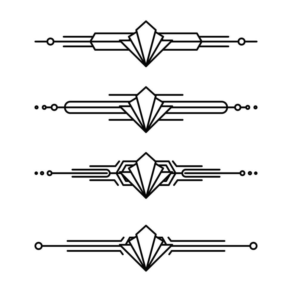 Art deco line border. Modern arabic gold frames, decorative lines borders and geometric golden label frame design elements vector