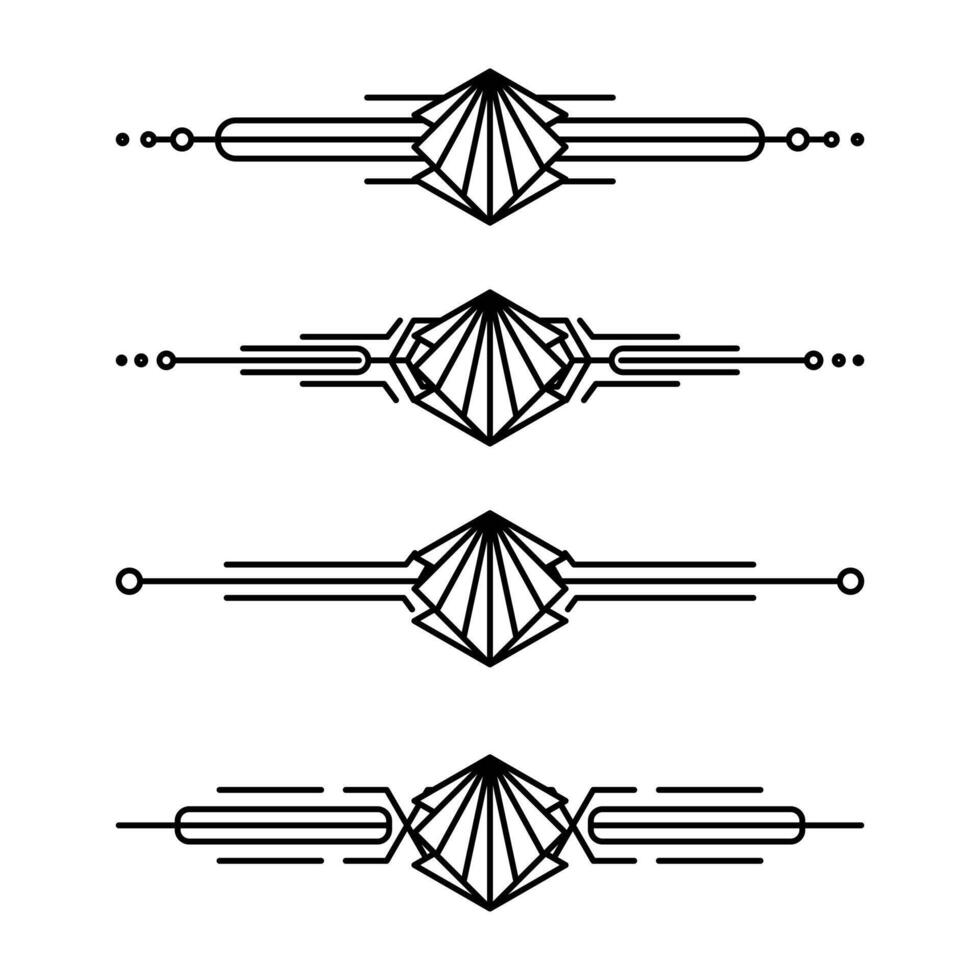 Art deco line border. Modern arabic gold frames, decorative lines borders and geometric golden label frame design elements vector