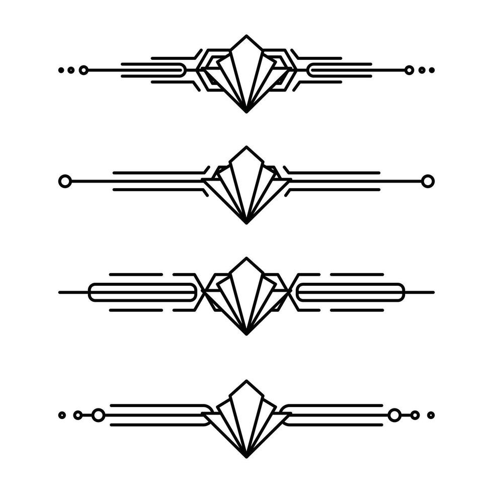Art deco line border. Modern arabic gold frames, decorative lines borders and geometric golden label frame design elements vector