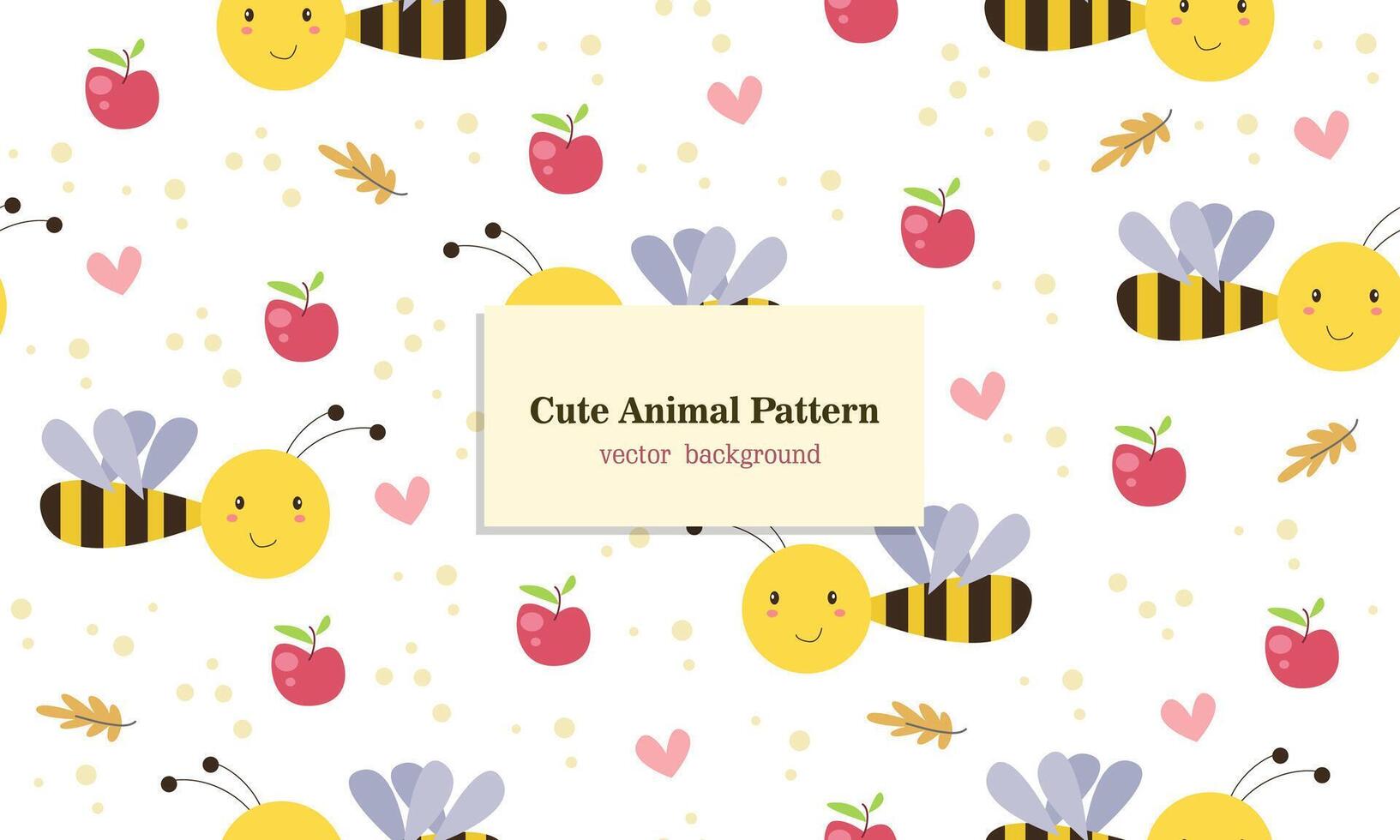 Bee animal seamless pattern background vector