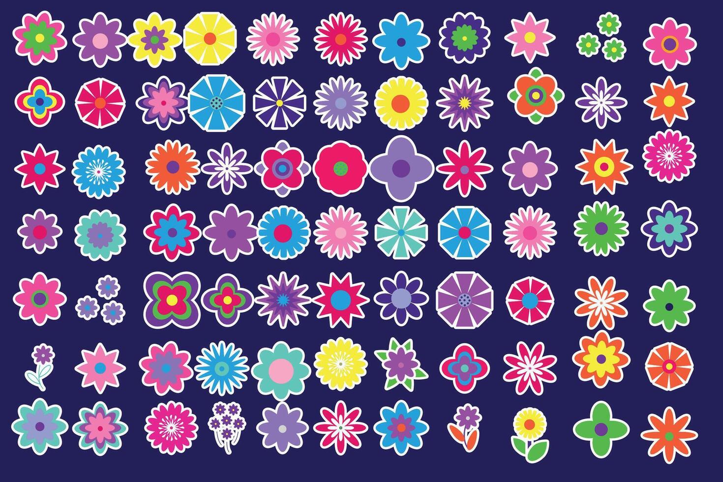 Set of retro flowers vector