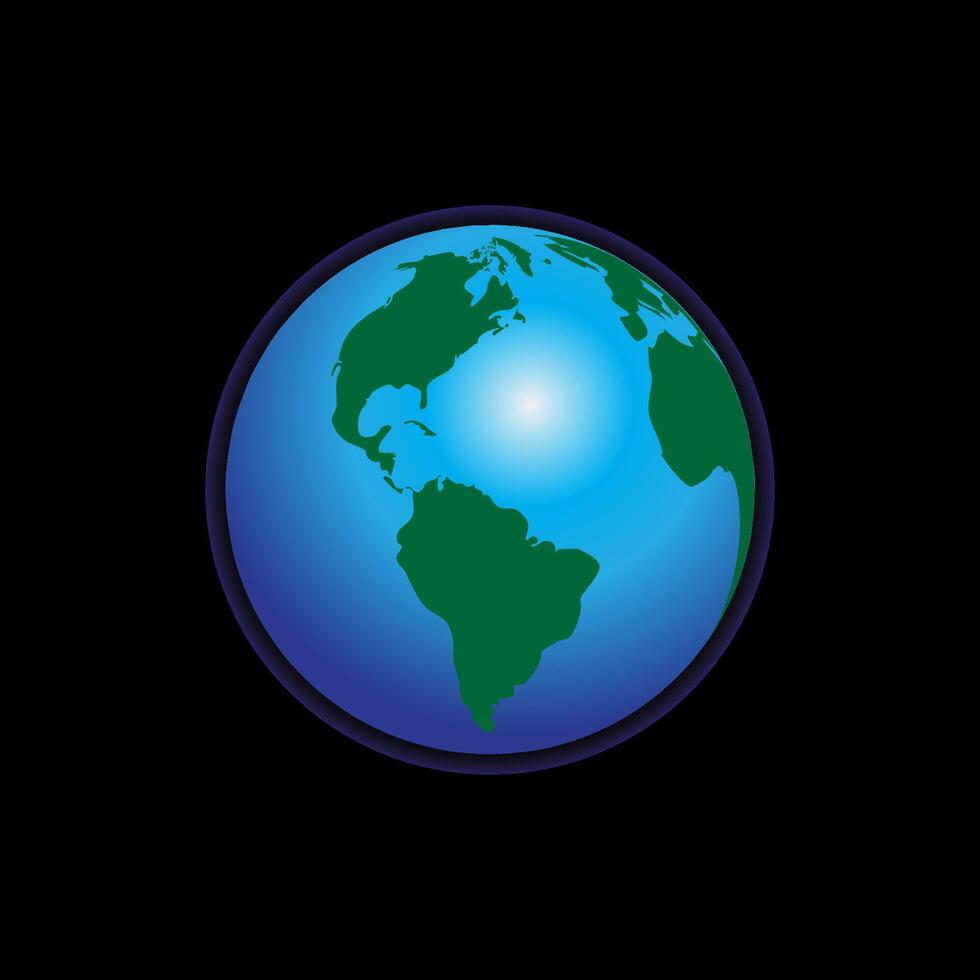Modern 3d world map concept isolated on black background. World planet, earth sphere illustration. vector